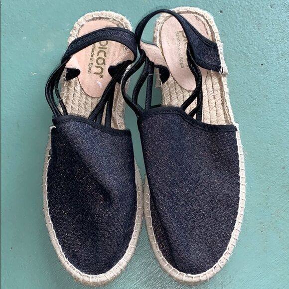 Picon navy blue flat espadrille handmade sandals - Picture 1 of 8
